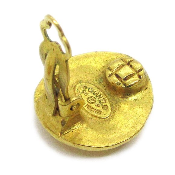 Chanel Round Earrings Gold Clip-On Small - Picture 3 of 4